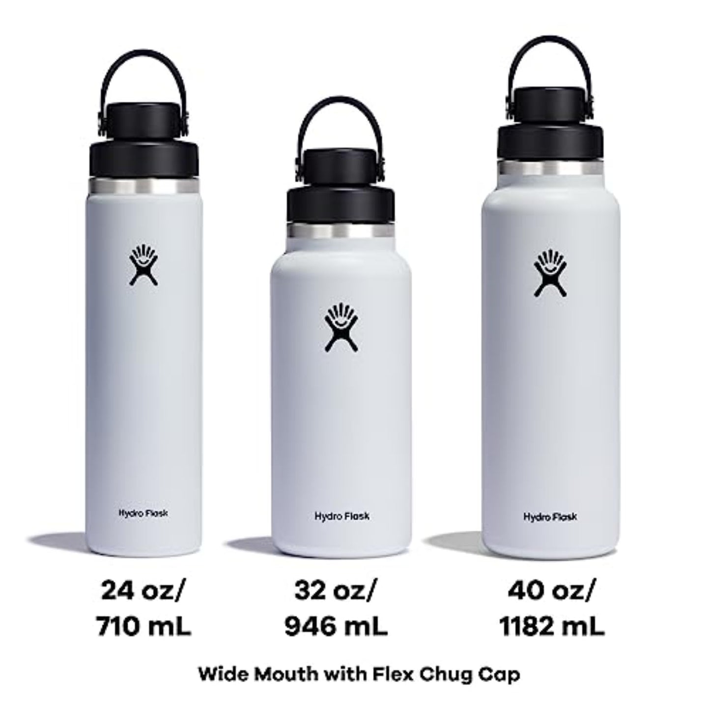 Hydro Flask Water Bottle - Insulated Stainless Steel - Wide Mouth Chug Lid, Non Spill, Leakproof in 40 Oz Cascade Blue