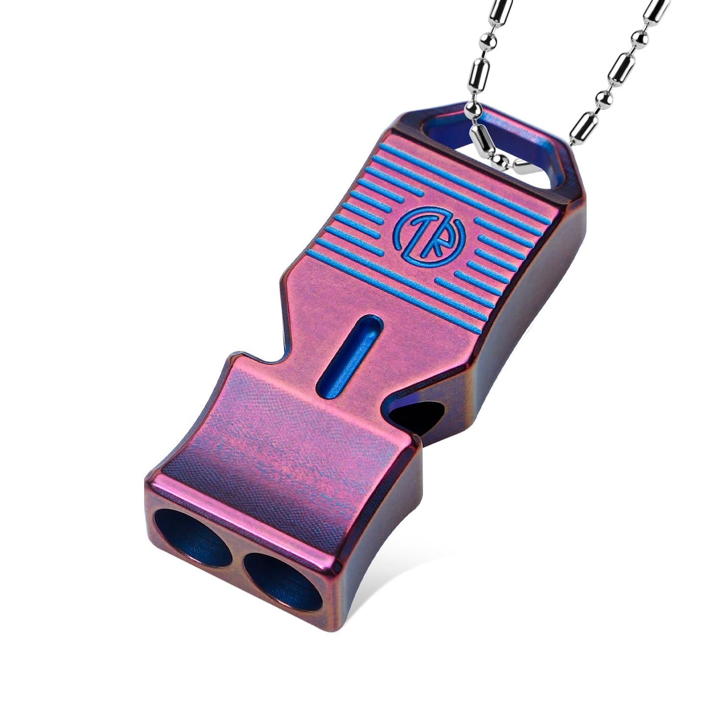 TACRAY Titanium Emergency Survival Whistle – Square Dual-Tube Design, Ultra-Loud 120+dB, Waterproof & Durable, EDC Safety Whistle for Camping, Hiking, Outdoor & Rescue (Purple)