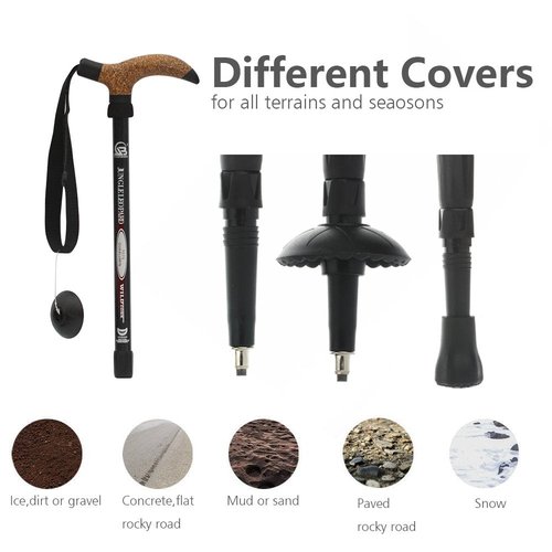 Aluminum Alloy Quick Lock Trekking Pole Anti-Shock Walking Stick Adjustable Cane Crutch for Mountains Trekking Hiking,Ultralight Collapsible with Cork Grips Tungsten Tips (Single Trekking Pole) Black