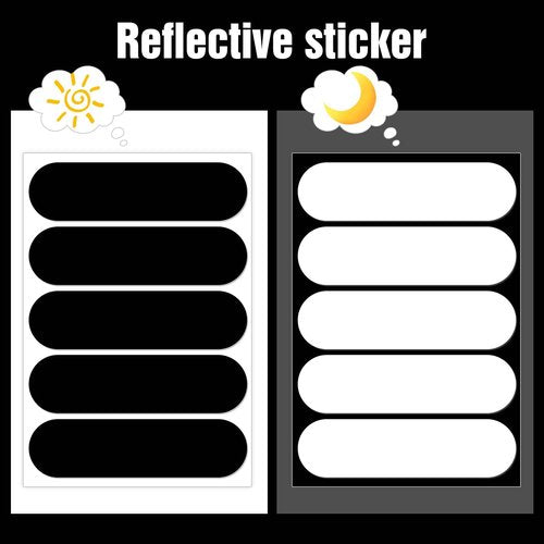 AOZUO 10Pcs Retro Reflective Stickers, Motorcycle Helmet Stickers Black Reflective Tape Night Visibility Reflectors Bicycle Reflective Sticker for Scooters Bike Stroller