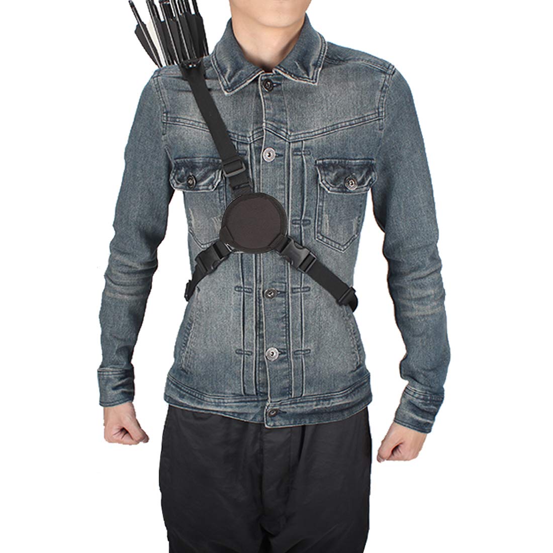 Kratarc Archery Multi-function Heavy Duty Back Arrow Quiver with Molle System Shoulder Hanged Target Shooting Quiver for Arrows (Black- for Right-handed)