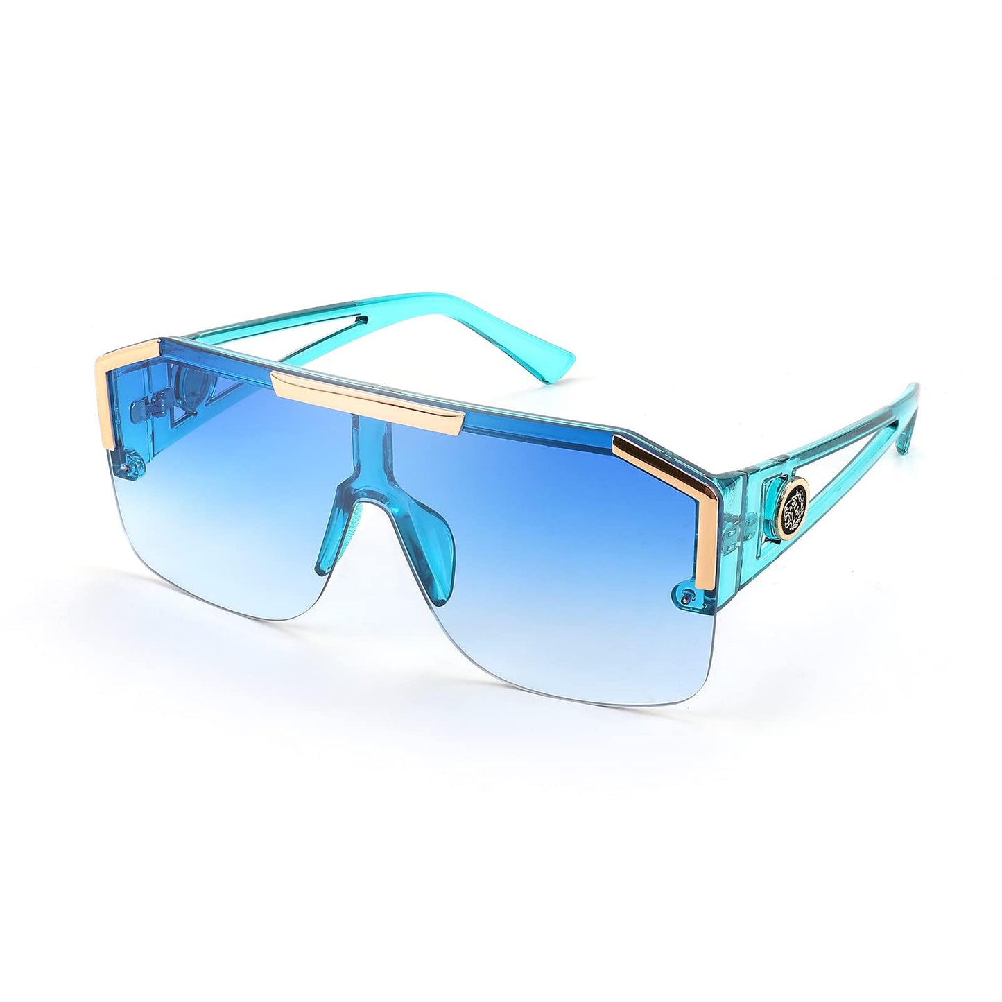 FEISEDY Square Oversized Sunglasses for Men Women, Flat Top Shield One Piece Lens Sun Glasses Shades B2765