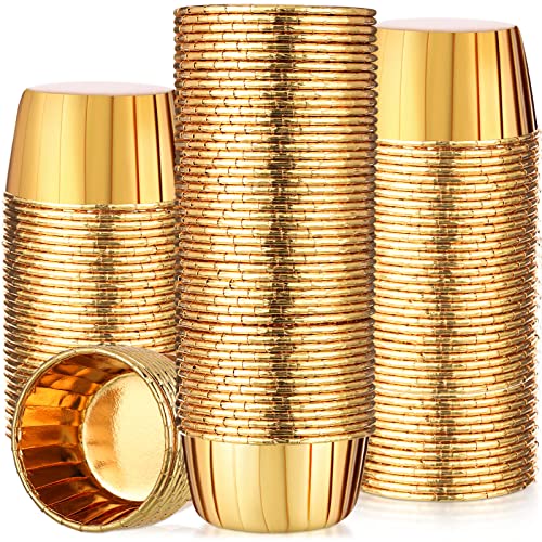 Gold Cupcake Liners 300 Pack Disposable Foil Baking Cups - Bulk Bakeware