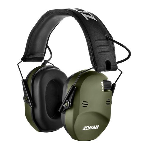 ZOHAN EM022 Shooting Ear Protection Electronic with 4 Omnidirectional Microphones, 5X Sound Amplification & NRR 23dB - Adjustable Noise Reduction Headphones for Hunting, Gun Range(Green)