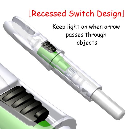 CosiComu 6PCS Lighted Nocks for Arrows with .246/ .244/ .233/ .204/ .165 Inside Diameter Bolts with ON/Off Switch Light up Knocks Compound Bow Arrow Nocks for Hunting Shooting