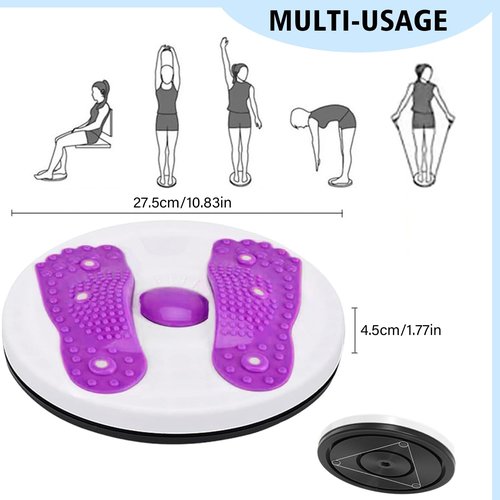 Waist Twisting Machine,Upgraded Adjustable Ab Twister Board with Handles And Leather Tape Measure Waist Slimming Balance Rotating Disc with Massage Foot Sole for Slimming Waist Arms Hips and Thighs