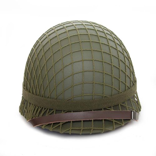 WW2 US M1 Army Helmet with Cover Cat Eye Strap, WWII Gear, Steel Made Double Shells Green Reproduction