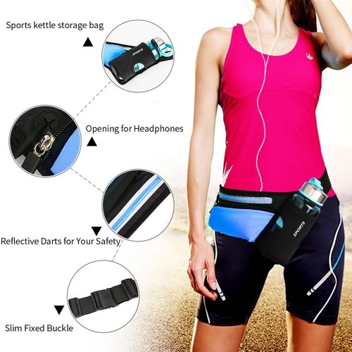 Running Water Bottle Belt Hydration Fanny Pack Waist Bag for Women Men with Bottle Holder Hip Pack for Runner Pouch for Walking Cycling Camping Gym