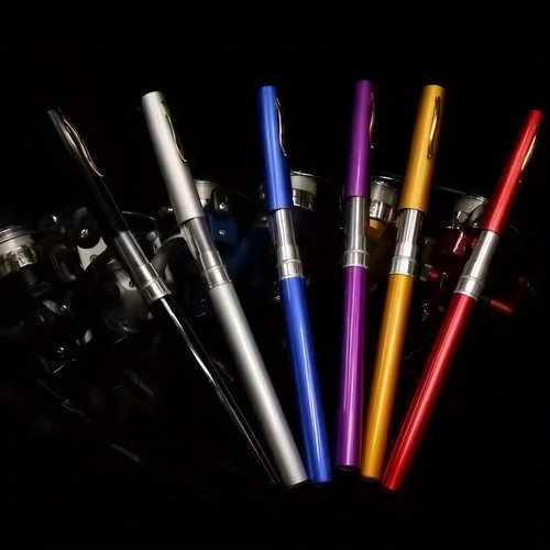 Mini Pen Fishing Rod and Reel Combo, 39.37in/100cm Telescopic Fiberglass Rod, Fast Action, Compact Travel Pole Kit, Retractable to 7.87in, Pocket-Size Gift for Fishing Lovers (Black)
