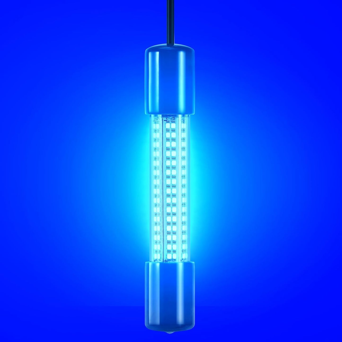 18W Underwater Fishing Light, IP68 Waterproof DC 12-24V LED Fish Bait Light Submersible Finder Attractants Lamp for Crappie Shrimp Squid Catfish + Battery Clamps, 16.4ft Cable Green/Blue/White Light