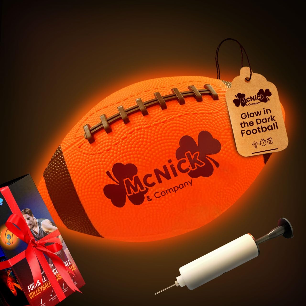 Light Up Football - Glow in the Dark Ball - Boys Gifts - NO 6 - Outdoor Sports, Birthday Gifts for Boys 8-15+ Year Old - Kids Teenage Youth Gift Ideas - Boy Toys Stuff Ages 8 9 10 11 12 13 14 15