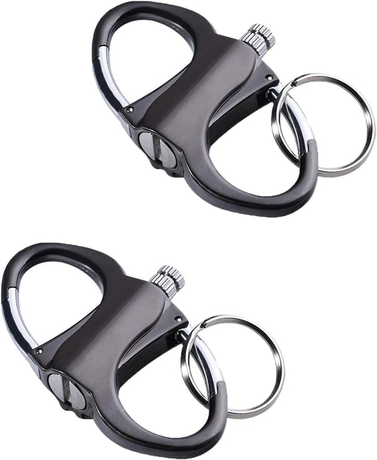 2 Pack Keychain Lighter, Keychain Lighter Match Strike, Permanent Novelty Metal Match Keychains, Mini Waterproof Lighters for Hunting, Traveling and Other Outdoors (Black+black)