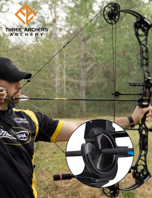 THREE ARCHERS Archery Arrow Rest Brush Capture Arrow Rest for Compound & Recurve Bow Hunting Whisker Arrows Stand Targeting & Hunting Accessories (Fully Enclosed Brush)