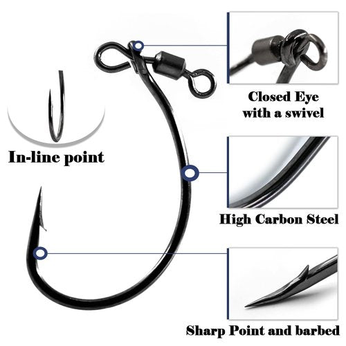 FishTrip Drop Shot Hooks Fishing Rig, 25pcs Drop Shot Rig with Swivel Saltwater Freshwater Sizes 3