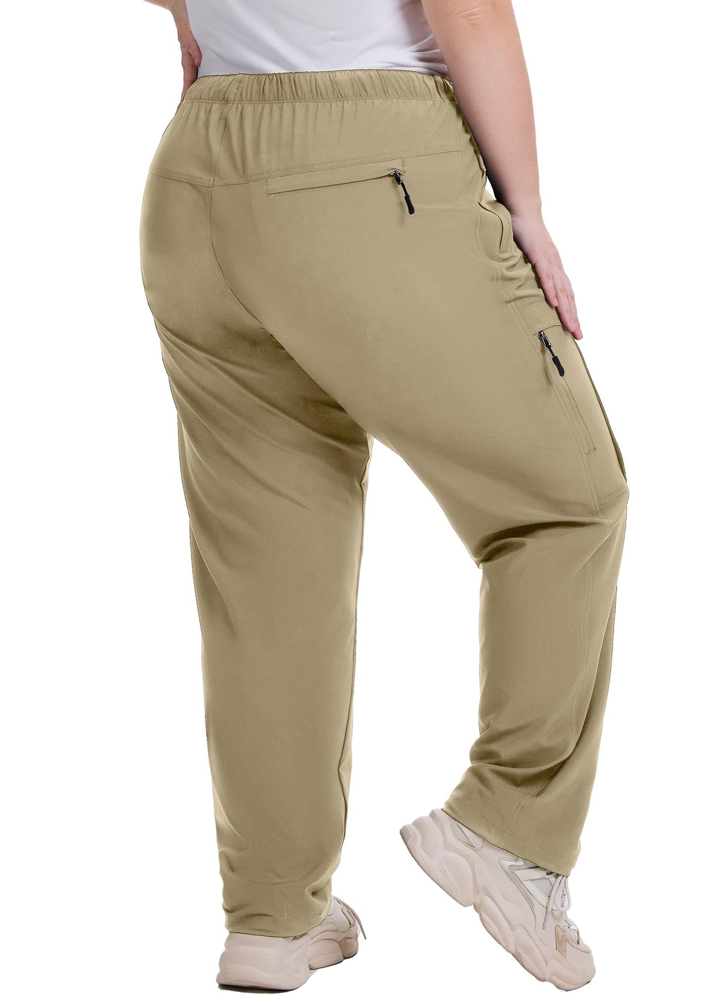 Women's Plus Size Hiking Pants with Pockets-Waterproof, Lightweight,UPF50 Sun Protection-Stretchy Cargo Joggers for Outdoor Activities,D6608,Khaki,4XL
