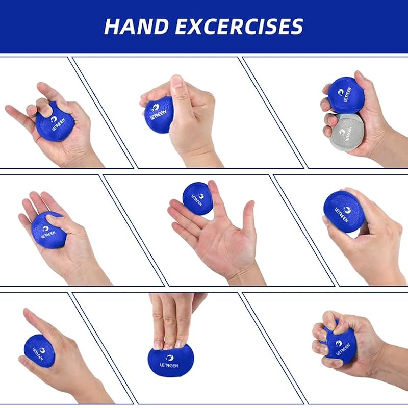 Tri-Density Stress Balls Set of 3 - Black, Sapphire Blue, Grey for Hand Therapy