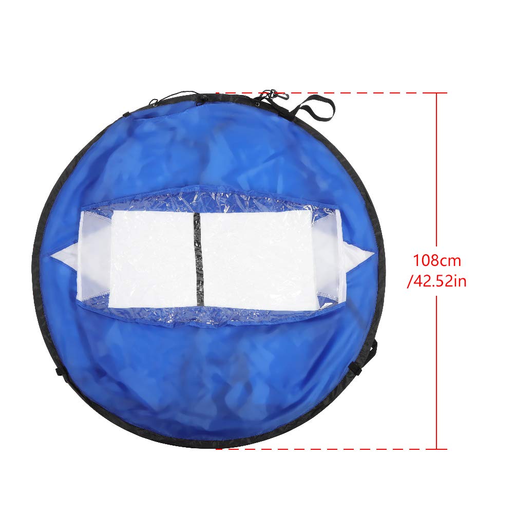 Kayak Sail Wind Sail 108cm Blue & White Canoe Sail Transparent Window UV, Easy Setup & Control