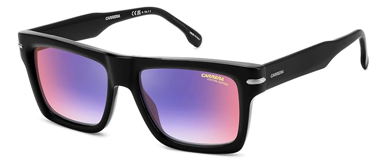 Carrera Unisex Sunglasses – Festival Edition Black/Blue Shaded Red+Blue Shaded Red