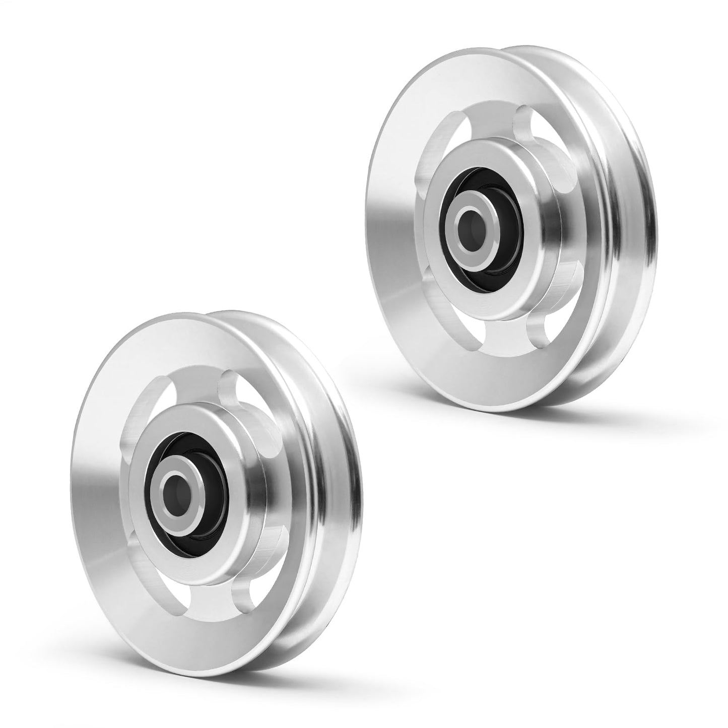 RitFit Aluminum Pulley Wheel for Gym Equipment, 2PCS/ 6PCS Set Power Rack Pulley Attachment, 90mm Aluminum Alloy Bearing Gym Pulley Wheel for Home Gym (2PCS)