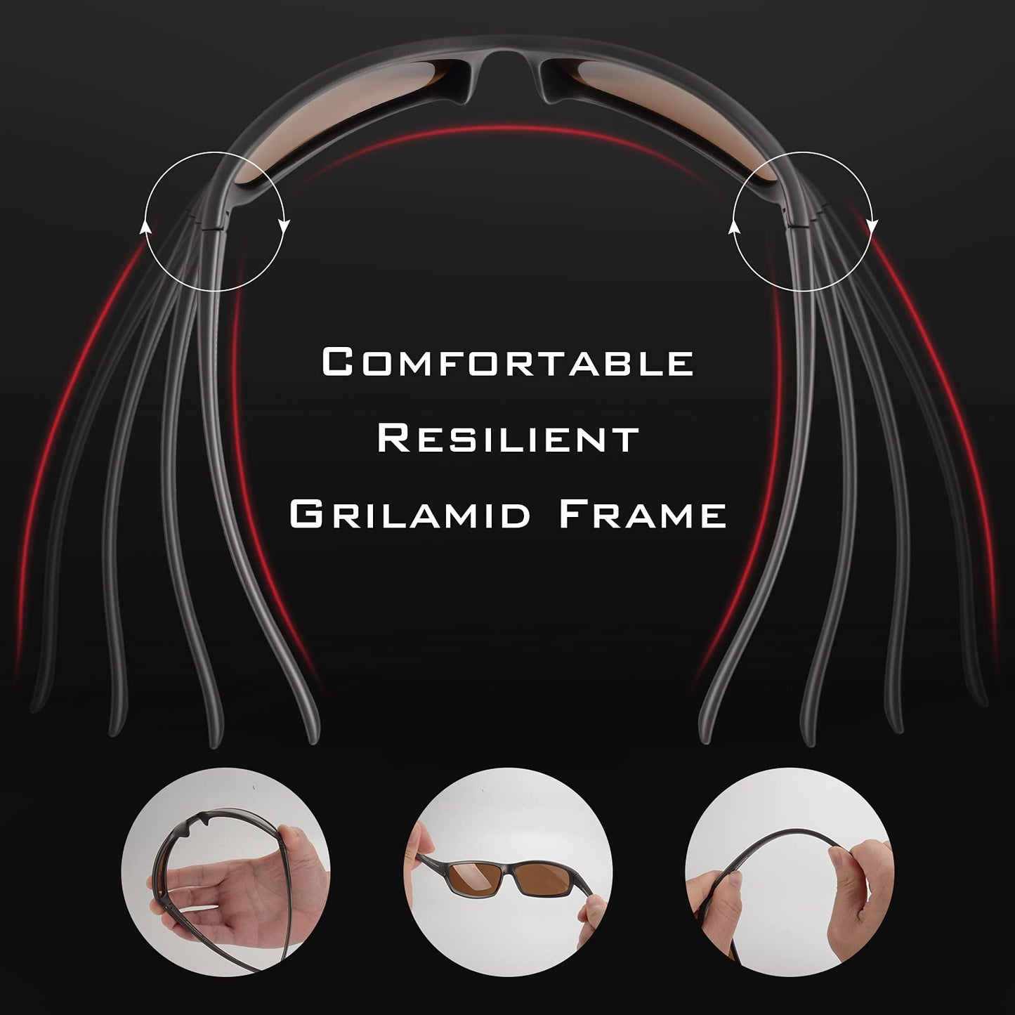 KastKing Kateel Polarized Sport Sunglasses for Men and Women, Dark Gray Metallic Frame, Brown - Silver Mirror