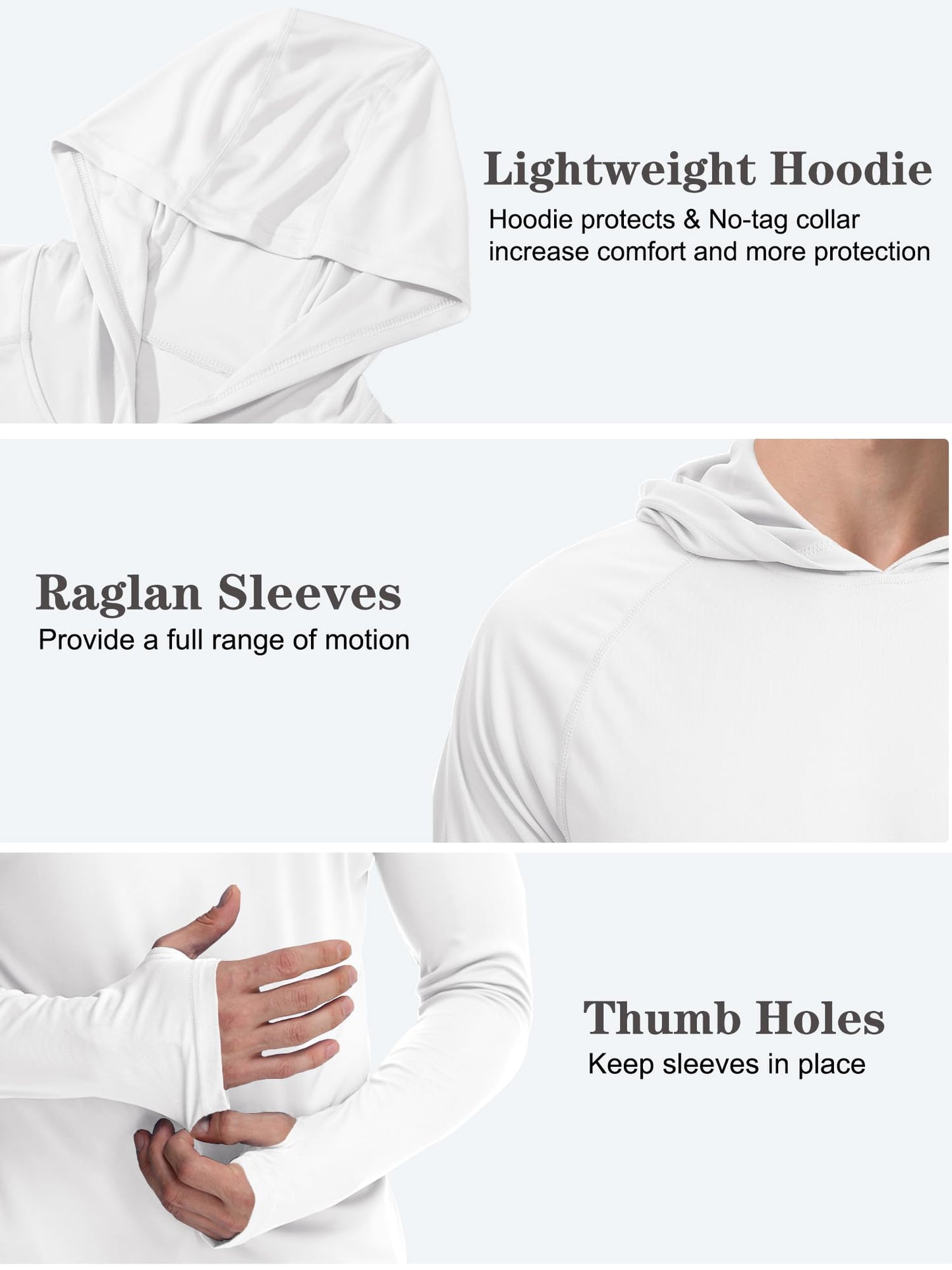 PLUMZJOY UPF 50+ Fishing Shirts for Men Long Sleeve Sun Protection Hoodie Shirt Lightweight Outdoor UV Hiking Shirts White XL