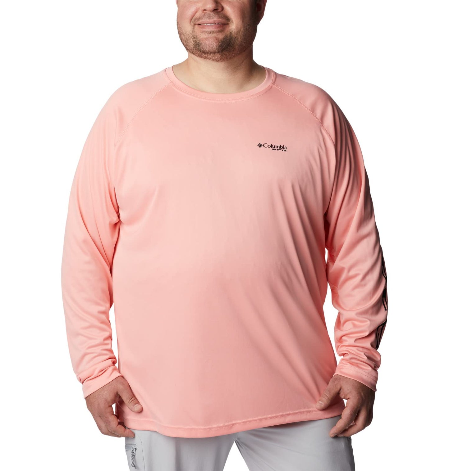 Columbia Men's Terminal Tackle Long Sleeve Fishing Shirt, Sorbet/Black Logo, X-Large