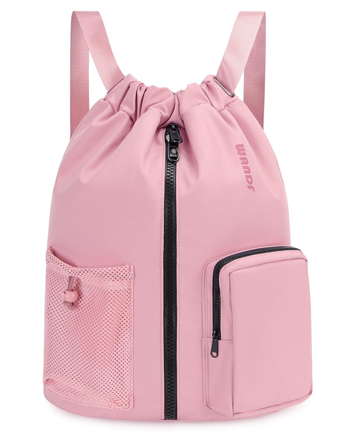 WANDF Drawstring Backpack with Shoe Compartment, Sports Gym Bag