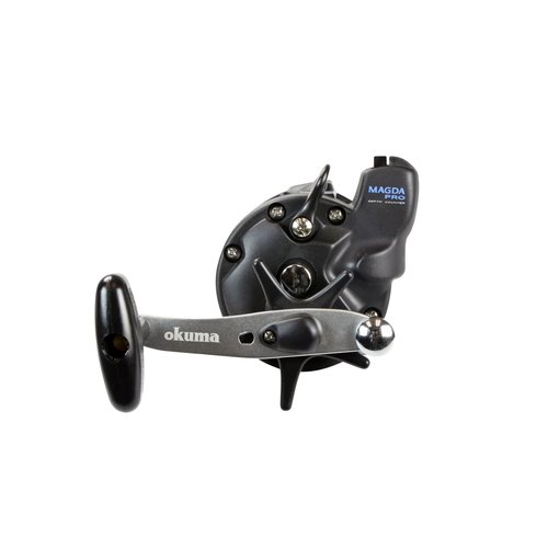 Okuma Magda Pro Line Counter Levelwind Trolling Reel, Small, Black/Silver, MA-30DX