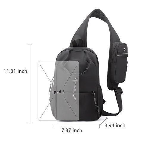OKKID small waterproof sling bag with water bottle holder crossbody sling backpack for men women chest bag for hiking travel