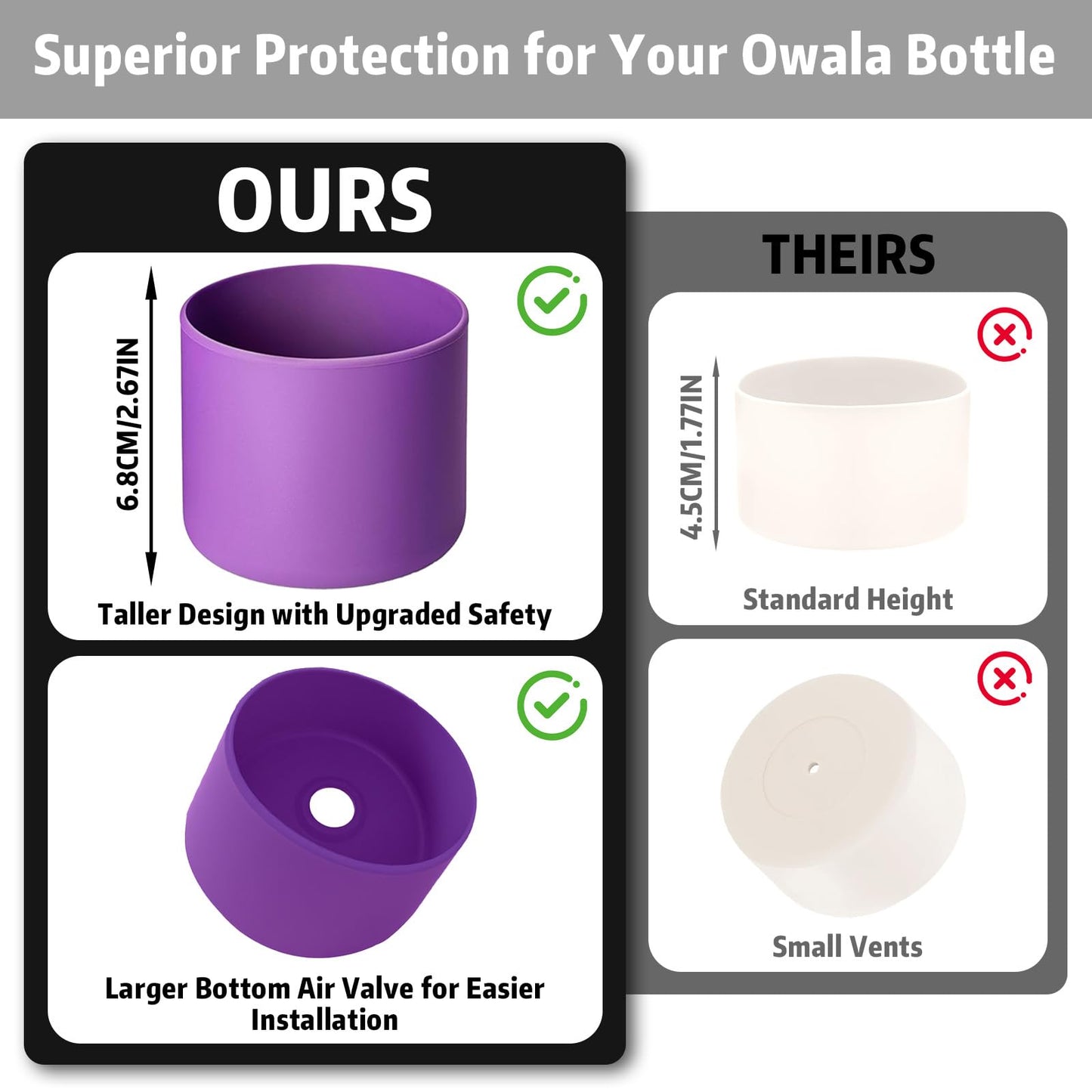 ALLVANA Silicone Water Bottle Boot for Owala 24 oz, Anti-Slip Protective Sleeve for Owala FreeSip, Twist & Flip Stainless Steel Water Bottle, Protective Bottom Base Cover