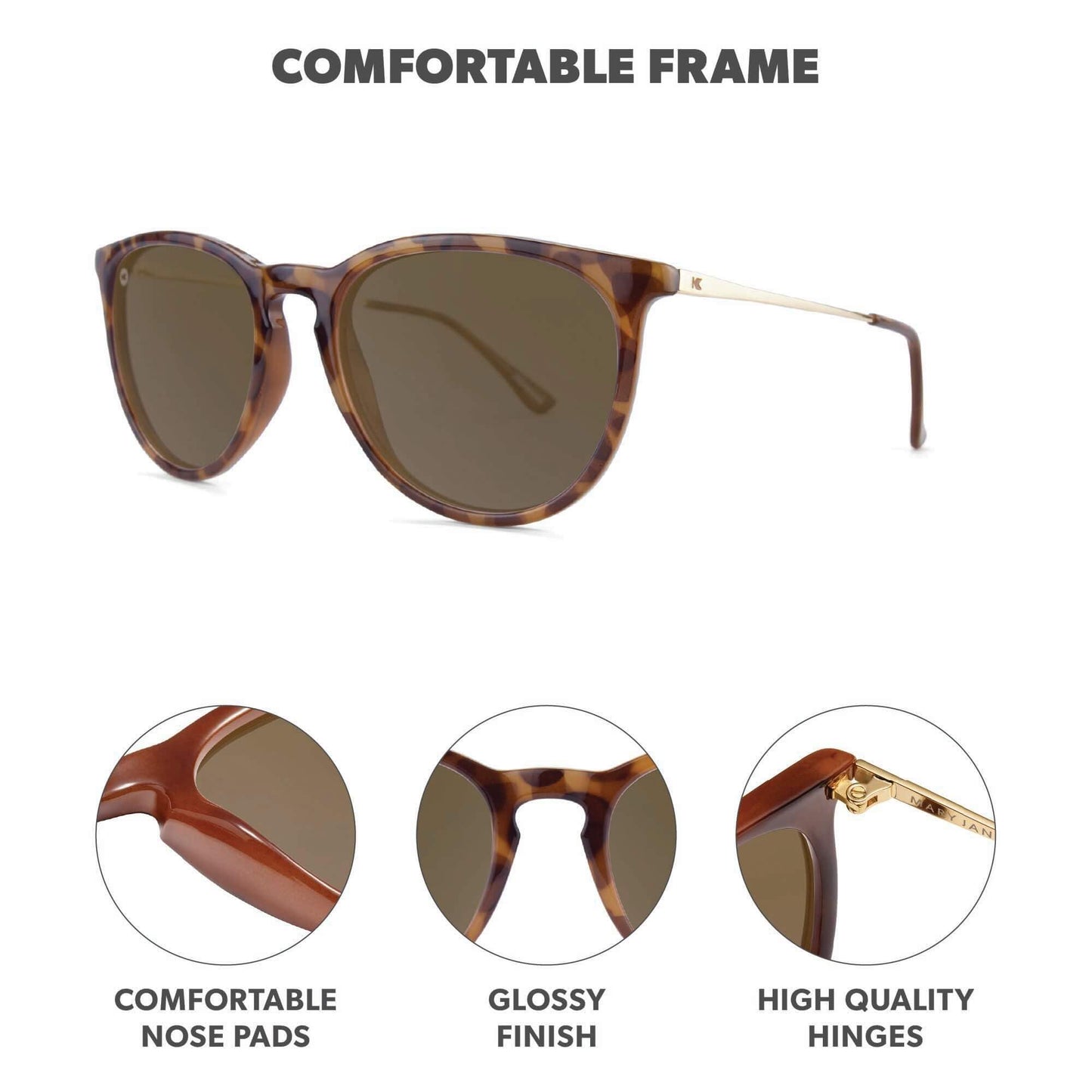 Knockaround Round Trendy Polarized Sunglasses for Women - UV Protection