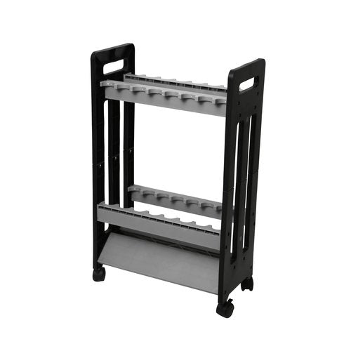 JOYWAVE Fishing Rod Holder,Fishing Pole Holders for Garage,Plastic Fishing Rod Rack,16-Slots,Portable Wheels