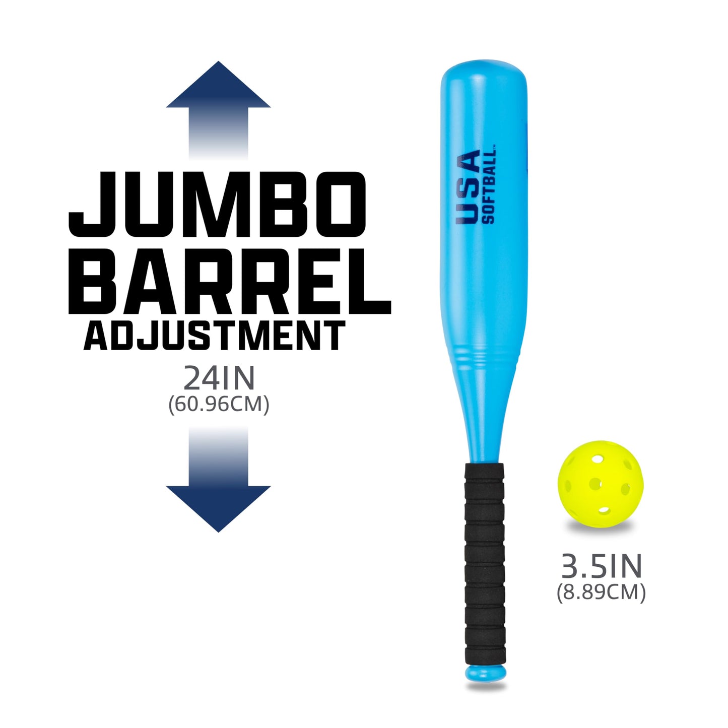Franklin Sports Jumbo Kids Plastic Bat & Ball - USA Softball - Backyard Bat with Large Barrel for Kids + Toddlers, 24"