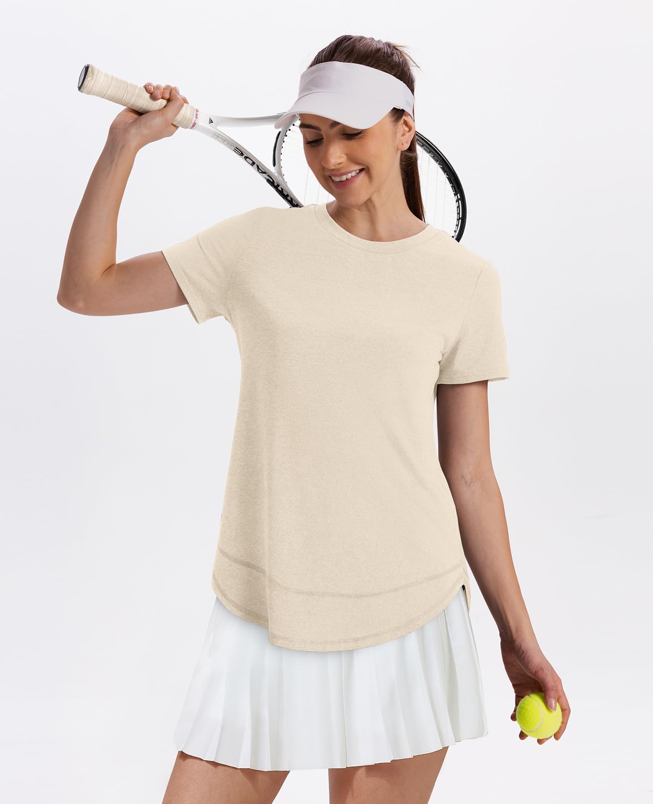 Short Sleeve Shirts for Women Workout Pilates Outfits Tennis Summer Tops 2026 Beach Vacation Clothes White M