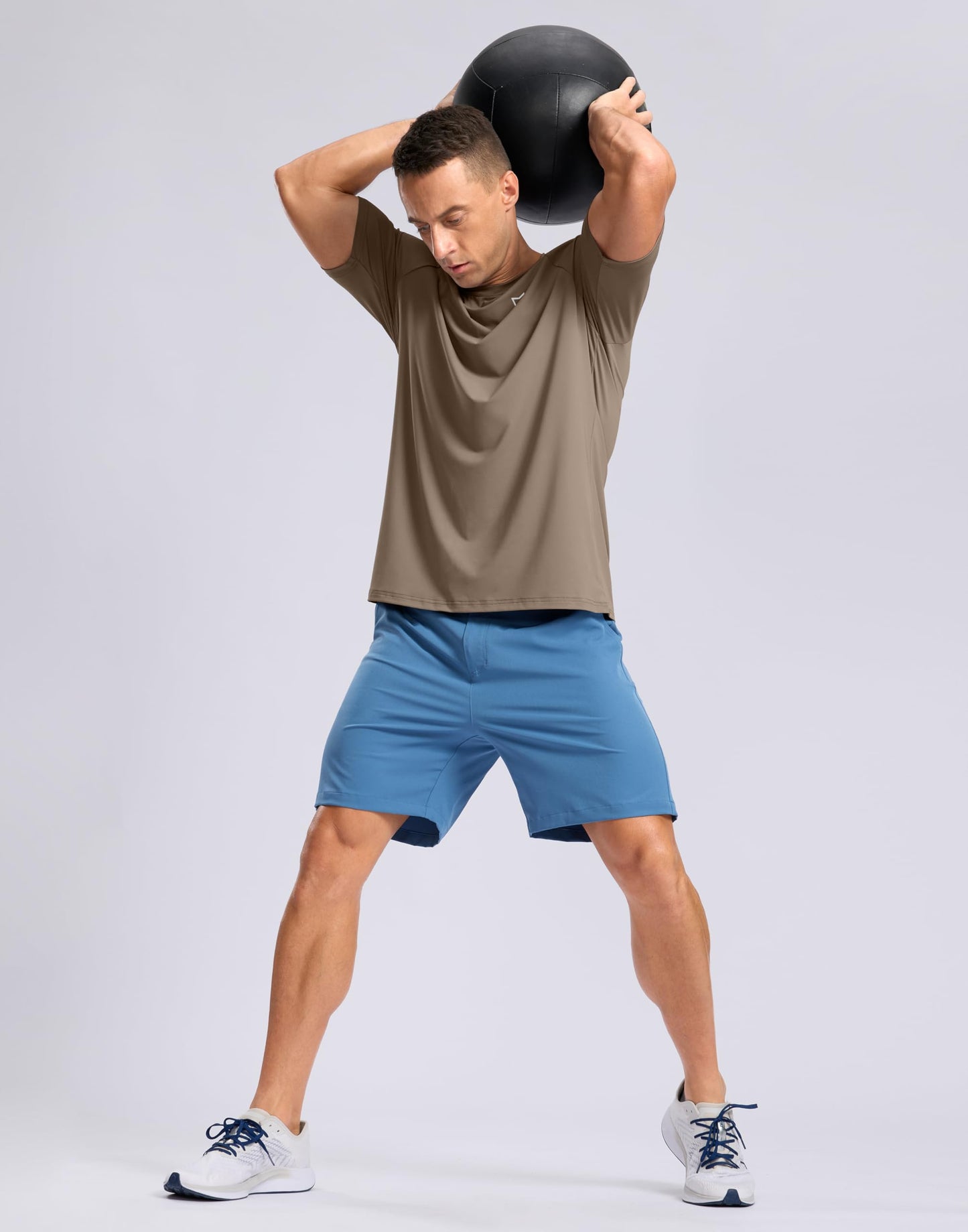 G Gradual Men's Athletic Workout T-Shirts Moisture Wicking Cooling Running Shirts Short Sleeve Performance Tee for Gym Tennis(Taupe,XXL)