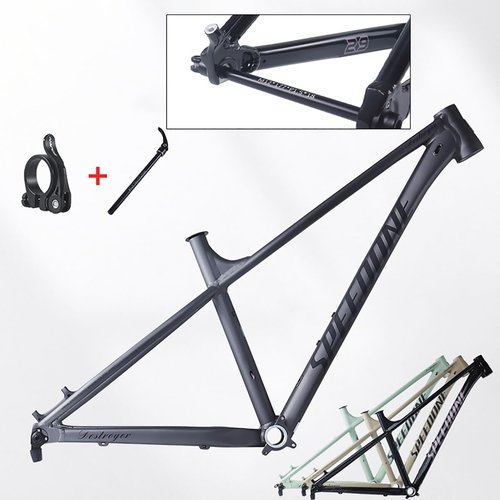 KLWEKJSD 27.5er 29er Aluminum Alloy Bike Frame 380mm/420mm/465mm Mountain Bike Frame Thru Axle 12×148mm XC/AM Hardtail Frame Disc Brake BB68mm (Color : 29er Black, Size : 465mm)