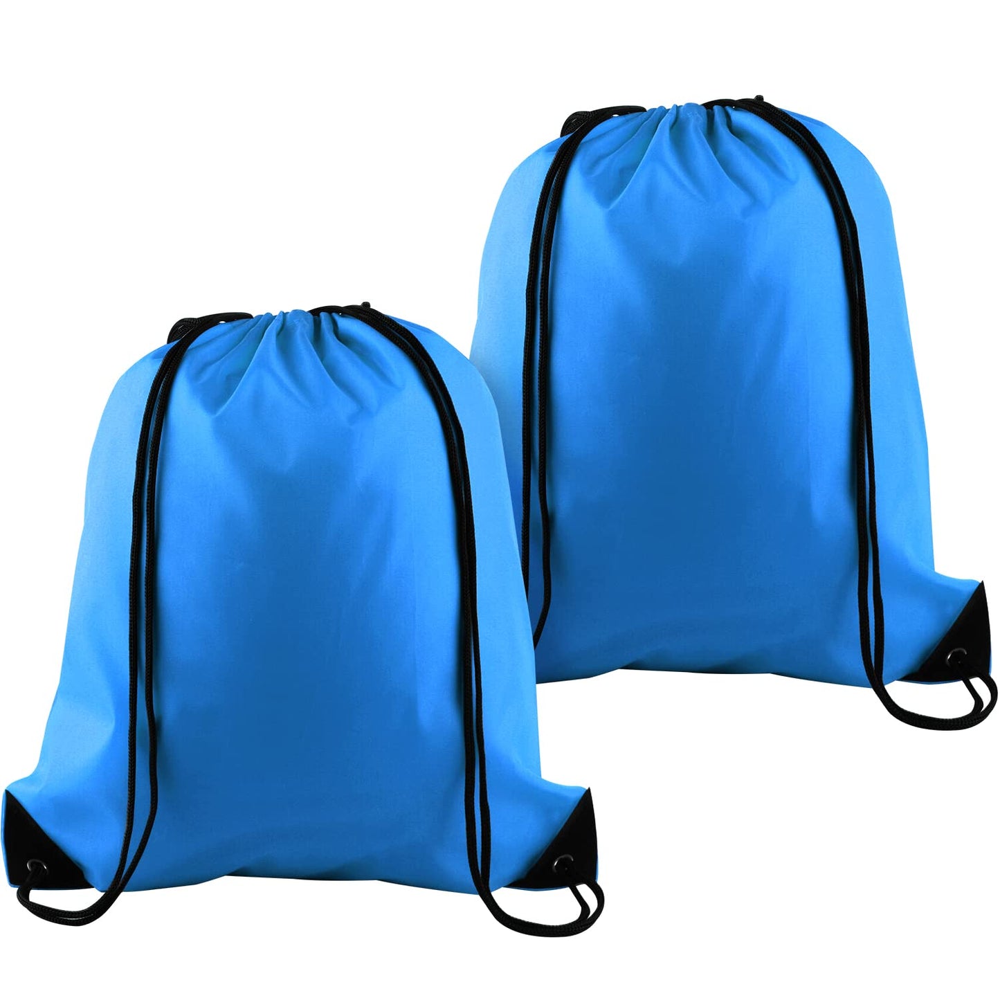 KUUQA 2 Pcs Light Blue Drawstring Backpack Drawstring Bag Bulk Sports Cinch Bags String Backpack Storage Bags for Gym Traveling