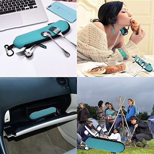Neoprene Travel Flatware Case 3mm Thick Collapsible Utensil Pouch for Camping & Outdoors