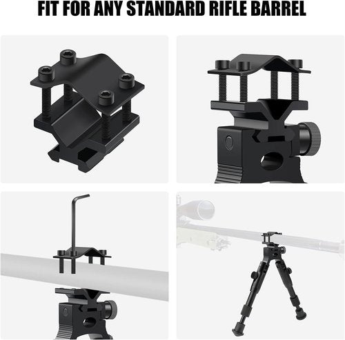 Feyachi 3 in 1 Tactical Riflebipod + Rail Mount Adapter + Barrel Clamp Adjustable Height from 6.5" to 7.0" for Hunting