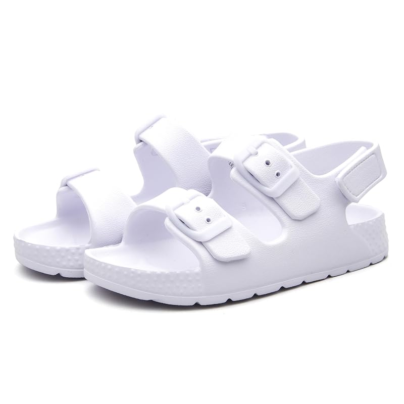 EasyStar Toddler Sandals with Dual Adjustable Buckles - White+3 Variation