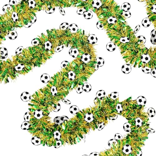 Soccer Garland - Green 50Ft Sports Theme Tinsel for Party Decor