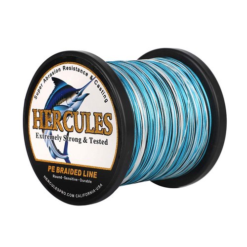 HERCULES Super Cast 1000M 1094 Yards Braided Fishing Line 80 LB Test for Saltwater Freshwater PE Braid Fish Lines Superline 8 Strands - Blue Camo, 80LB (36.3KG), 0.48MM