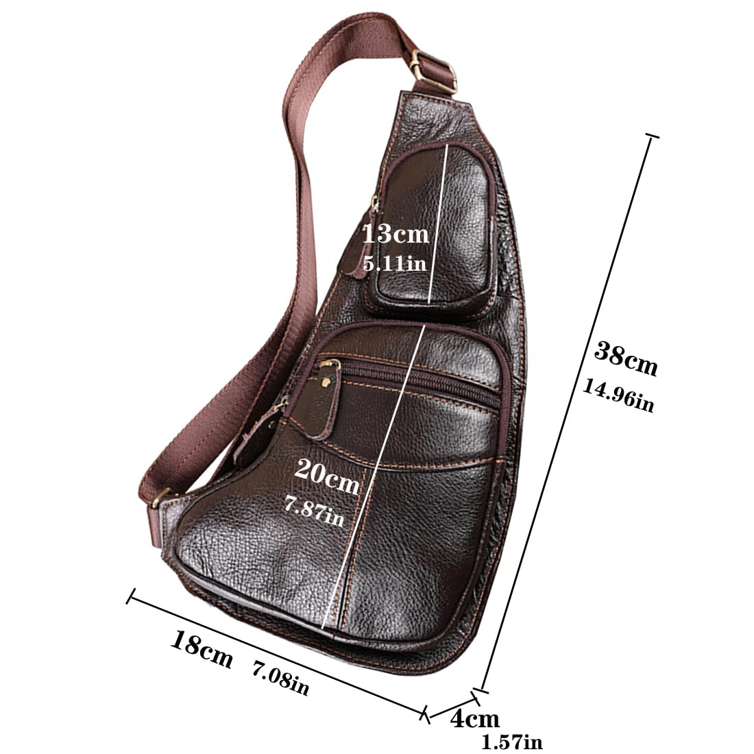 KPYWZER Vintage Leather Sling Bag Bags for Men Women Backpack Shoulder Messenger Crossbody Outdoor Travel Hiking Camping Tactical Chest Pack Daypack Coffee