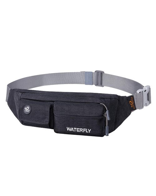 WATERFLY Fanny Pack for Women Men Water Resistant Small Waist Pouch Slim Belt Bag with 4 Pockets Lightweight Crossbody Chest Bag Fit All Phones, 11.02 x 2.1 x 4.3 inch