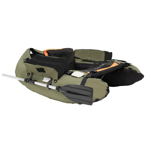 Fishing Float Tube, 53.5" L x 41.3" W x 21" H Float Tubes for Fishing and Angling 286lbs Portable Backpack Belly Boat with Paddle, Pump (Green)