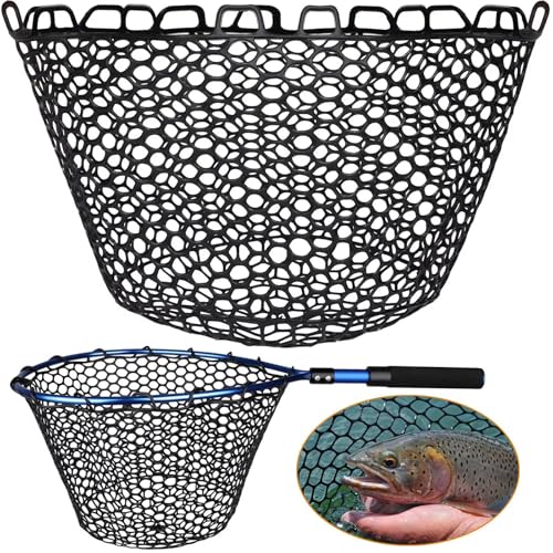 Rubber Fishing Net Replacement Netting for Landing Nets - Black, 12.5 Inch Diameter - No Handle