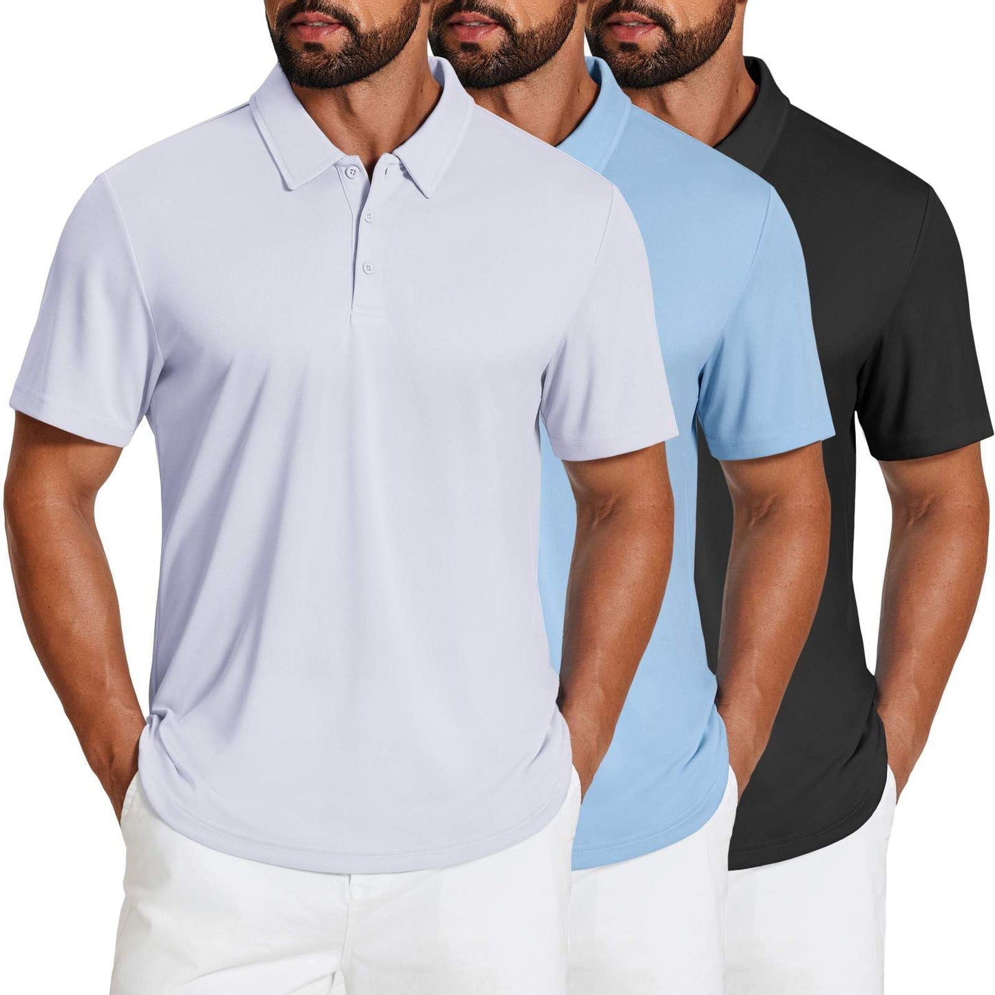 COOFANDY Golf Shirts for Men 3 Pack Short Sleeve Quick Dry Performance Polo Shirts Casual T Shirts