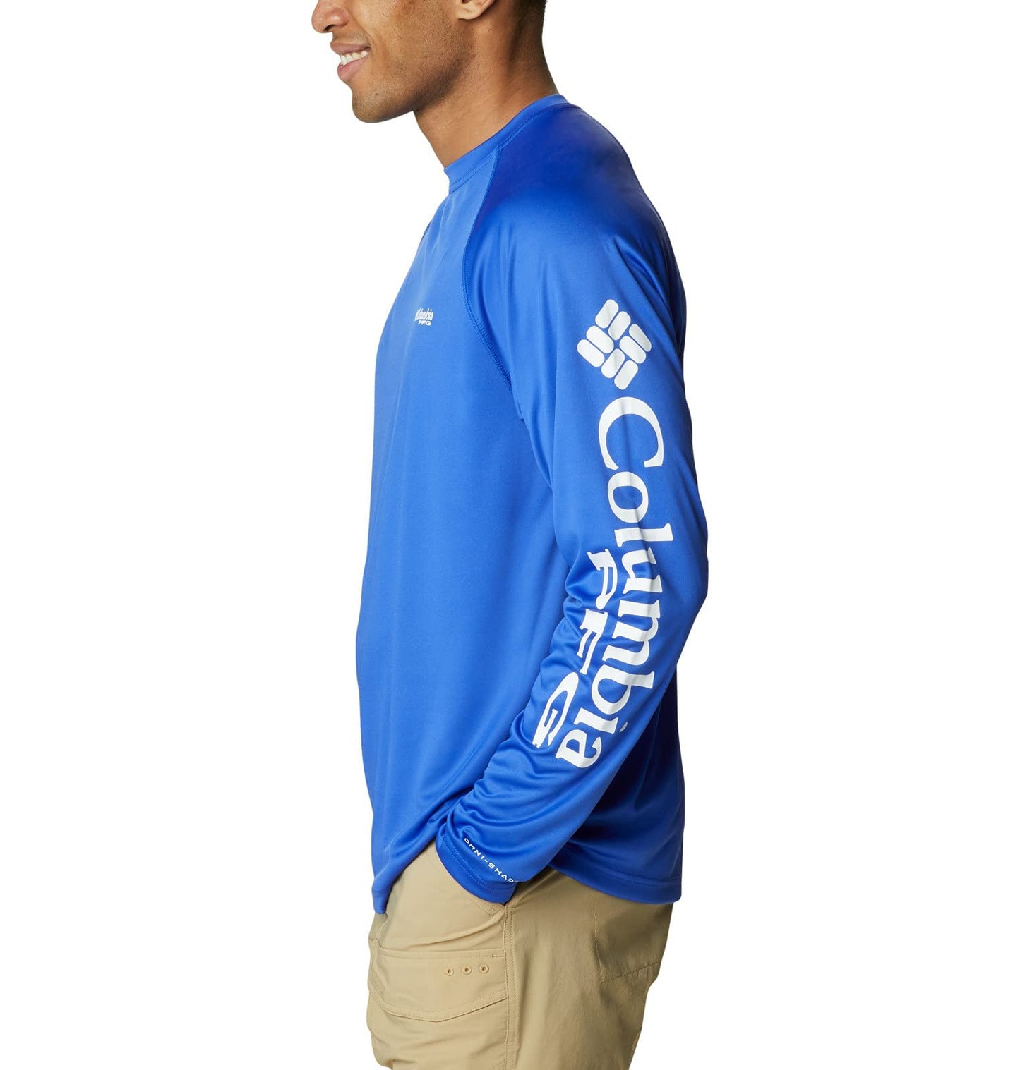 Columbia Men's Terminal Tackle Long Sleeve Shirt, Tanzanite/White Logo, 4X Tall