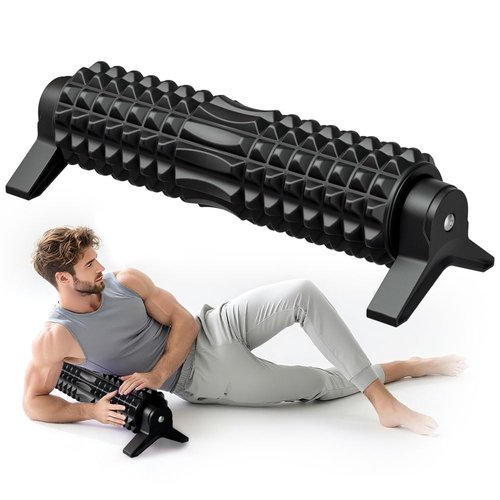 RUNWE Foam Roller with Stand - Roller Foam for Back Pain, 21 inch Trigger Point Deep Tissue Massage, Medium Density Grid Bracket Foam Rollers, Myofascial Release, Relieves Leg Muscle Pain
