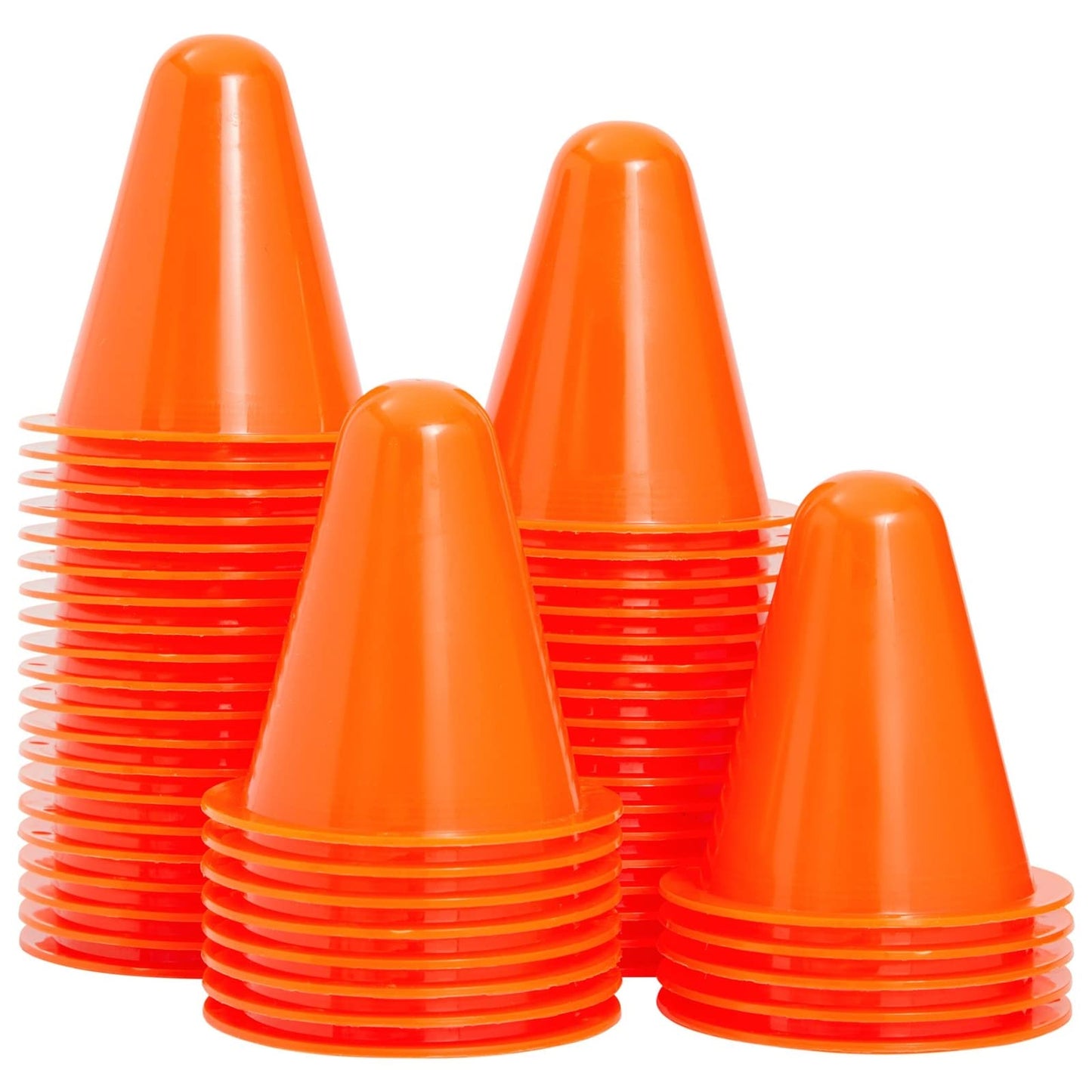 Maplefield Juvale Mini Safety Cones - 3 in Diameter, Orange, Pack of 50 - Soccer Training Equipment, Hockey Drills